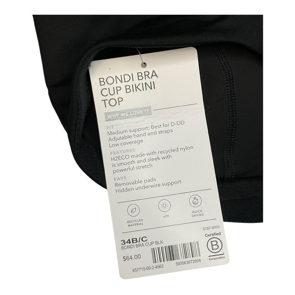Athleta Plunge Bikini Top A-C Black NWT - Picture 3 of 3